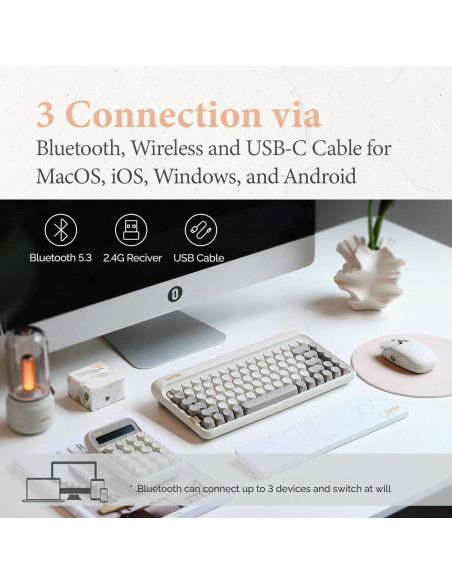 Teclado Mecánico Lofree Zero ARTZ 75% Recargable Terrazzo Gris