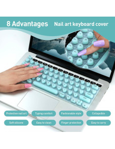 Cubierta de Teclado Silicona TS-MAYKA para Uñas Largas Azul 2