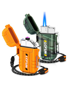 Encendedor Impermeable LcFun Doble Arco USB Butano 2 Pcs