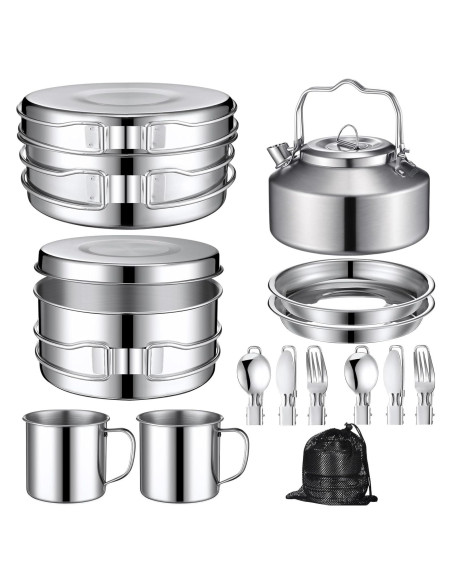 Kit de Cocina para Camping Funnymoom 15 Piezas Acero Inoxidable