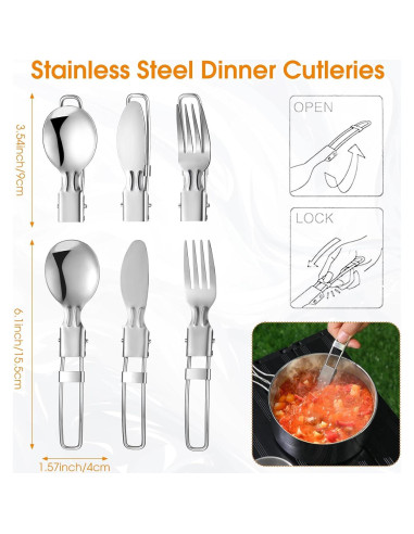 Kit de Cocina para Camping Funnymoom 15 Piezas Acero Inoxidable