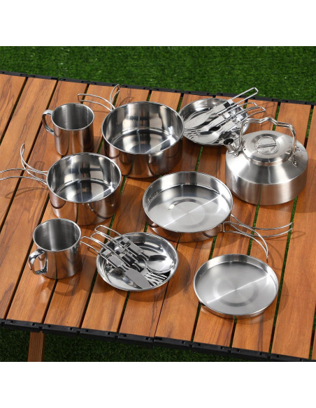 Kit de Cocina para Camping Funnymoom 15 Piezas Acero Inoxidable