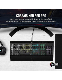 Teclado Gaming Corsair K55 RGB PRO - Resistente al Polvo y Derrames - 6 Teclas Macro - Compatible con iCUE - Negro 2