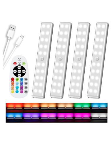 Diomart 4 Luces LED Inalámbricas RGB Control Remoto