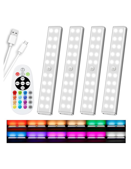 Diomart 4 Luces LED Inalámbricas RGB Control Remoto