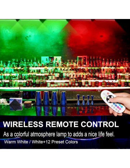 Diomart 4 Luces LED Inalámbricas RGB Control Remoto