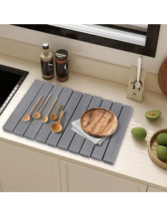 Alfombrilla de Secado Plegable de Piedra Diatomácea Gris 61x40.6 cm 2