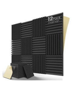 Paquete de 12 paneles de espuma acústica LEIYER 1" negro