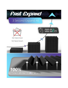 Paquete de 12 paneles de espuma acústica LEIYER 1" negro 2