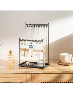 Soporte de Joyería Josmimic Negro 3 Niveles para Collares y Pendientes 2