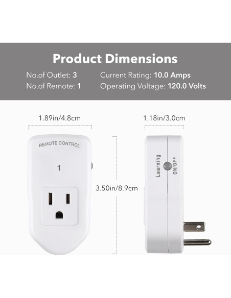 Enchufe Eléctrico Control Remoto BN-LINK 1200W Blanco
