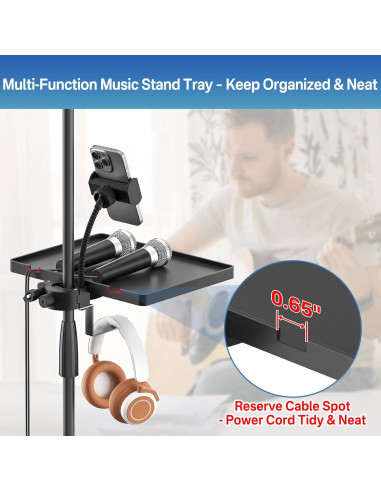 Bandeja de Soporte de Música Chunxiao 22x16.5cm con Soporte Teléfono