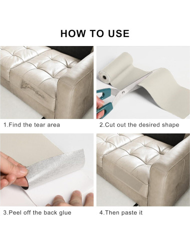 Parche de Reparación de Cuero YAFLC 10x160 cm Autoadhesivo Albaricoque