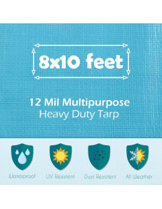 Lona Impermeable Teal Elite 2.44x3.05m Resistente UV y Desgarros 2