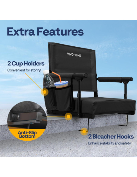Asientos de Estadio VIVOHOME con Soporte y Cojín - 2 Unidades