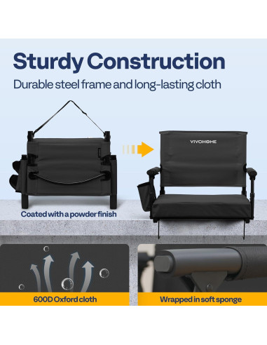 Asientos de Estadio VIVOHOME con Soporte y Cojín - 2 Unidades