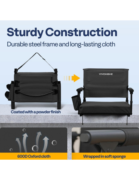 Asientos de Estadio VIVOHOME con Soporte y Cojín - 2 Unidades