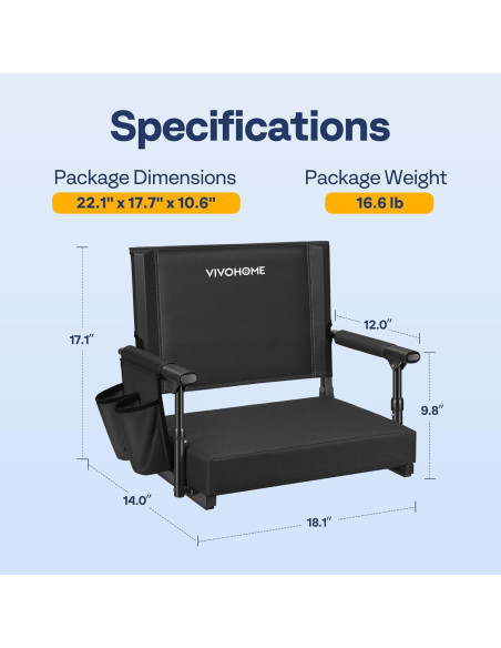 Asientos de Estadio VIVOHOME con Soporte y Cojín - 2 Unidades