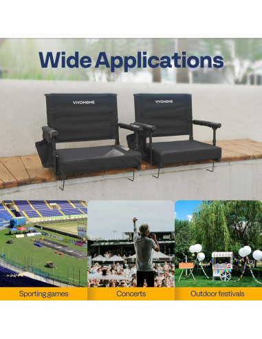 Asientos de Estadio VIVOHOME con Soporte y Cojín - 2 Unidades
