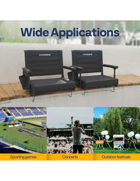 Asientos de Estadio VIVOHOME con Soporte y Cojín - 2 Unidades