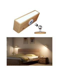 Aplique de Pared a Batería DetarZinLED Madera de Haya 1Pack