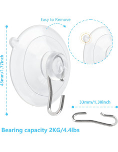 Ganchos de Ventosa Piutouyar 12 Pcs 4.5 cm Soporta 1.81 kg 2