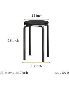 Juego de 4 Taburetes Apilables Rukulin Negro 45.72 cm Altura 2