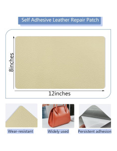 Parche de Reparación de Cuero Beige Giftmeet 20x30 cm 2 Pcs 2