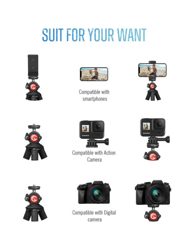 Trípode Flexible para Teléfono GooFoto B1 - 1.5kg, Antideslizante