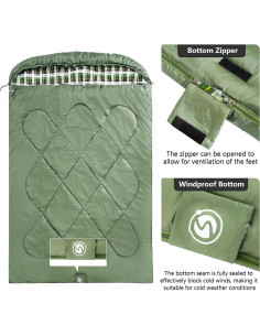 Saco de dormir doble ShinHye XXL con 2 almohadas para camping 2