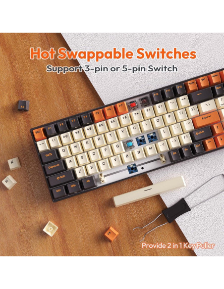 Teclado Mecánico Inalámbrico RK ROYAL KLUDGE RK100 RGB 100 Teclas
