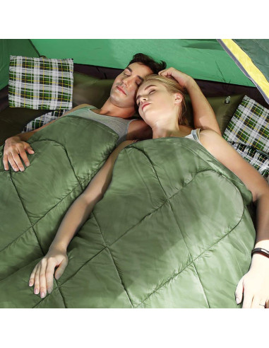 Saco de dormir doble ShinHye XXL con 2 almohadas para camping