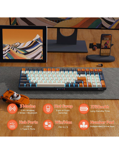 Teclado Mecánico Inalámbrico RK ROYAL KLUDGE RK100 RGB 100 Teclas