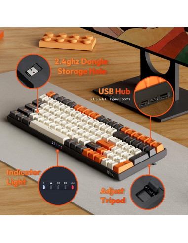 Teclado Mecánico Inalámbrico RK ROYAL KLUDGE RK100 RGB 100 Teclas