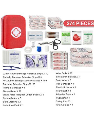 Kit de Primeros Auxilios Monoki 274 Piezas para Emergencias