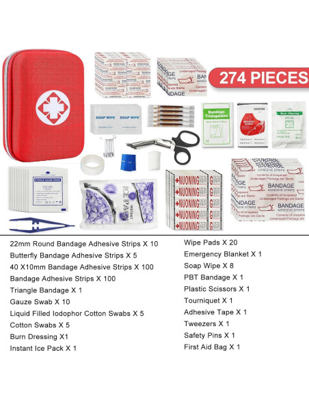 Kit de Primeros Auxilios Monoki 274 Piezas para Emergencias Kit de Primeros Auxilios Monoki 274 Piezas para Emergencias