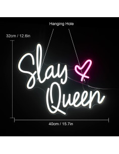 Letrero de Neón Slay Queen LED Rosa 40x32cm para Pared 2