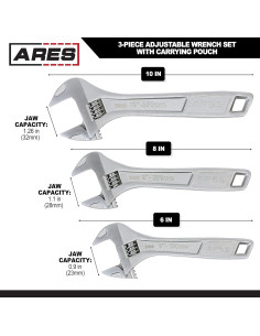 Juego de Llaves Ajustables ARES 33062 - 3 Piezas con Bolsa 2