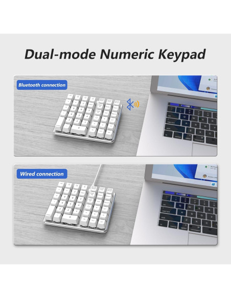 Teclado Numérico Mecánico para Zurdos SurnQiee Blanco USB-C