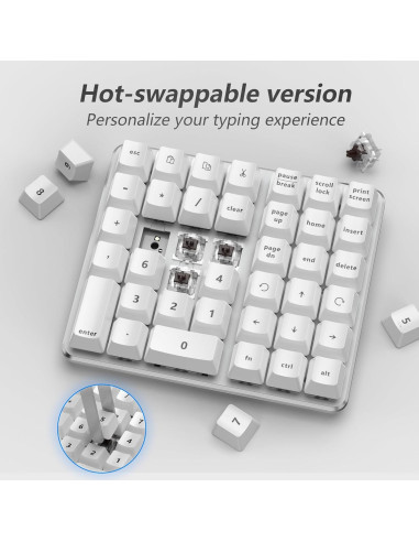 Teclado Numérico Mecánico para Zurdos SurnQiee Blanco USB-C