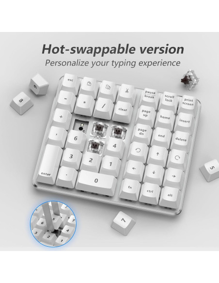 Teclado Numérico Mecánico para Zurdos SurnQiee Blanco USB-C
