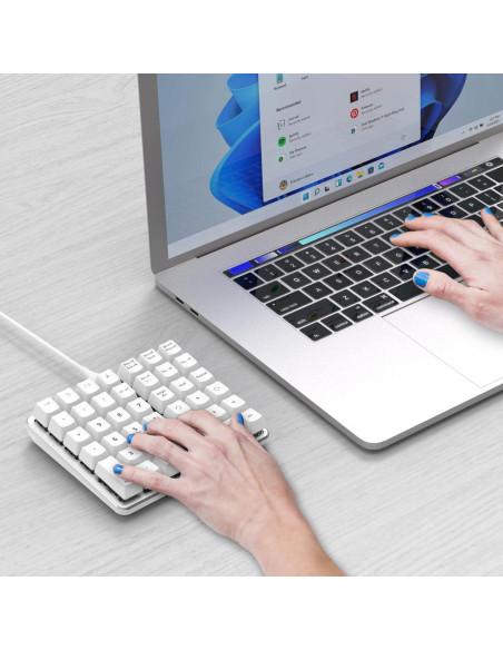 Teclado Numérico Mecánico para Zurdos SurnQiee Blanco USB-C