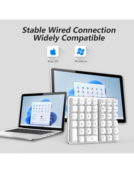 Teclado Numérico Mecánico para Zurdos SurnQiee Blanco USB-C