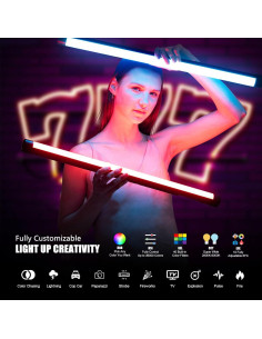 Kit de Luz LED RGB Mettlelite TLX2 2 Tubos 2800K-8000K 2