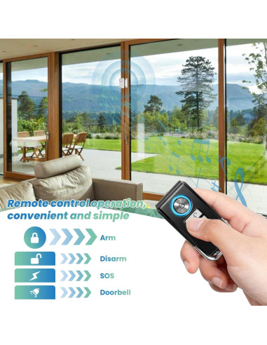 Alarmas de Puerta HENDUN con Control Remoto 2pack Baterías Incluidas