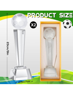 Trofeo de Cristal Meooeck 23x7 cm con Caja de Regalo - 2 Pcs 2