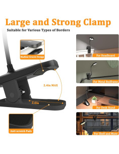 Lámpara de lectura recargable XCYLL con pinza flexible 1800mAh 2