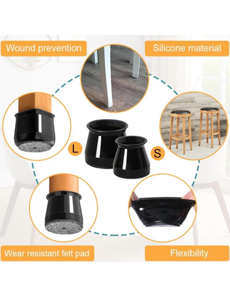 32 Protectores de Silicona para Patas de Silla OASMU - Grande