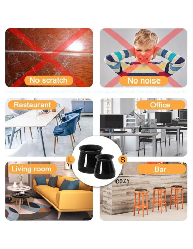 32 Protectores de Silicona para Patas de Silla OASMU - Grande