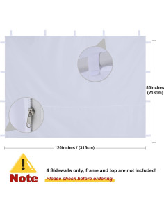 Kit de Paredes Laterales MASTERCANOPY para Carpa 3x3m Blanco 2